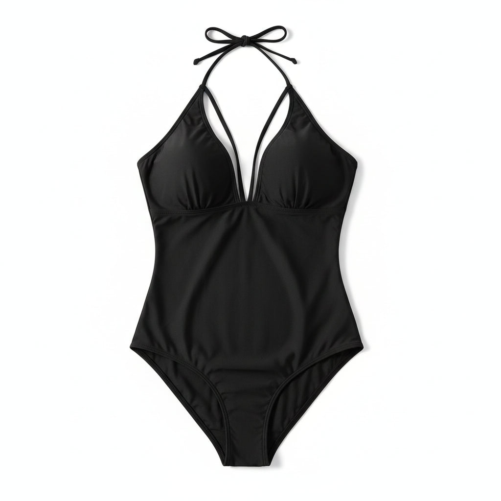 Tropical Bloom Plus Size One-Piece Halter Swimsuit