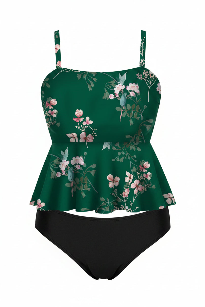 Tropical Ruffle Tankini Set — Plus Size Printed Swimsuit