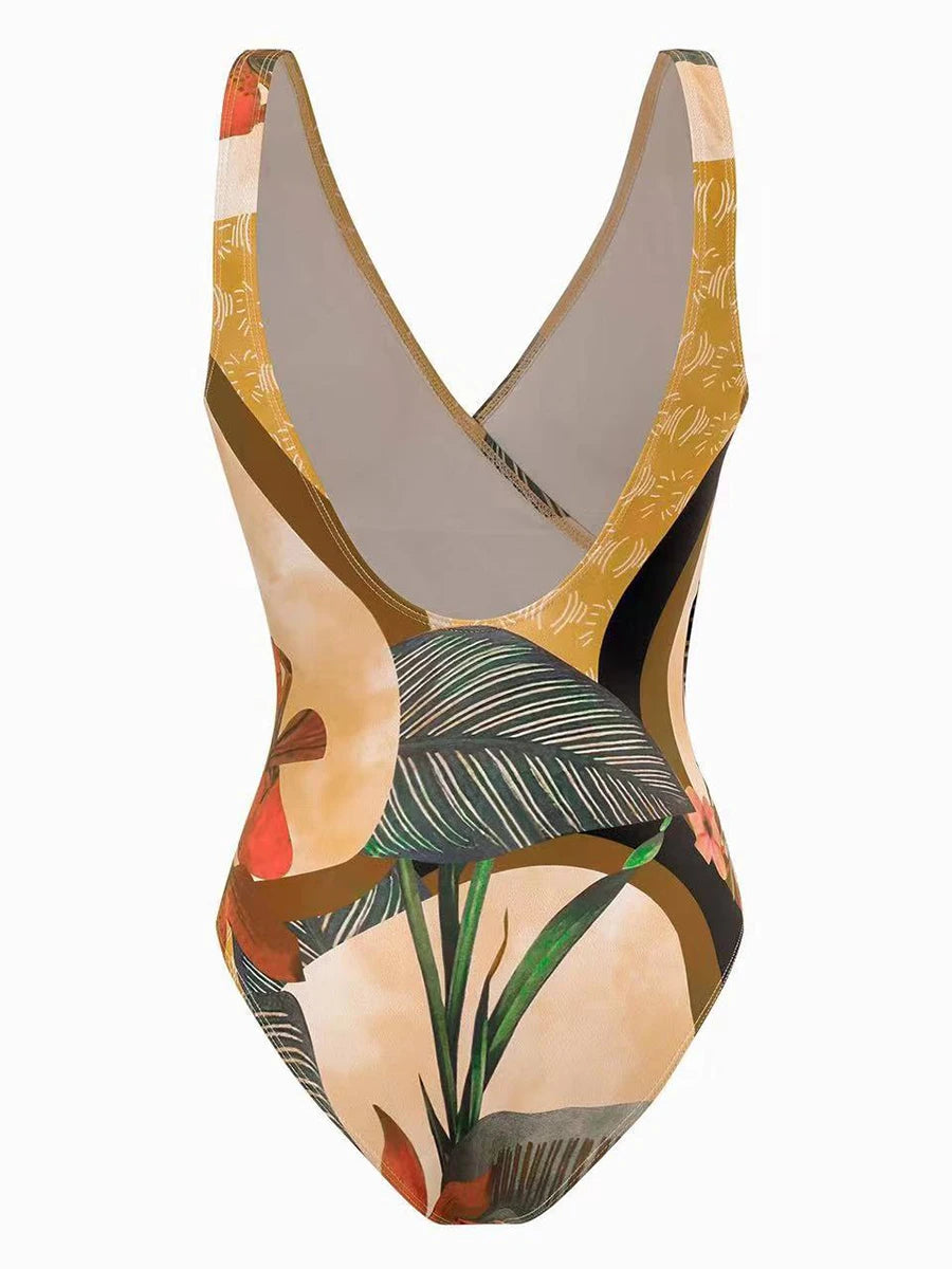 Tropicana Print Swim Dress — Padded One-Piece