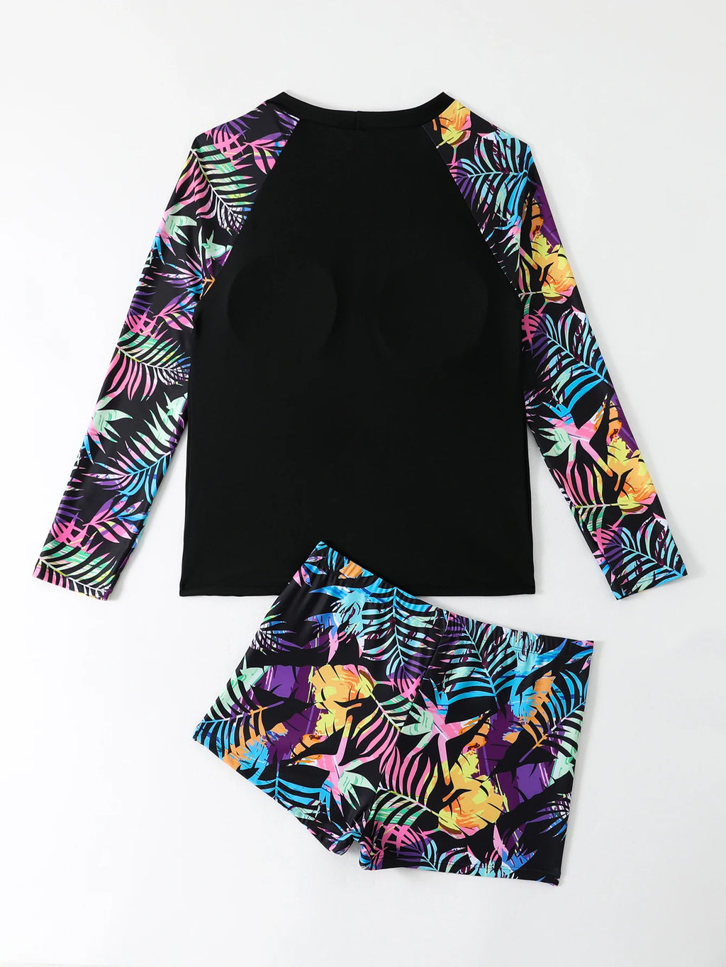 Tropical Long Sleeve Two-Piece Swimsuit | Plus Size Swimwear