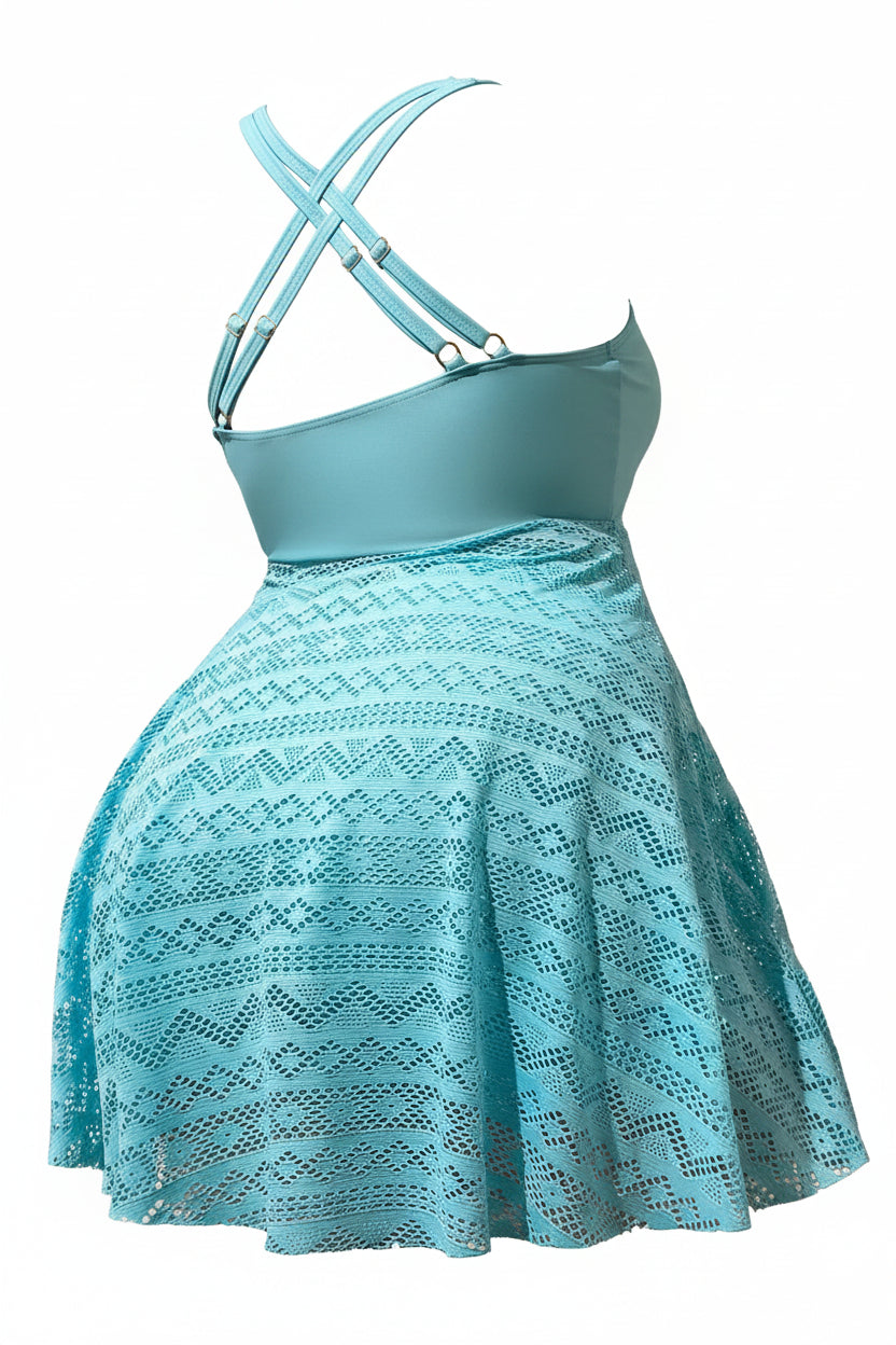 Azure Bandeau Two-Piece Swimsuit — Plus Size