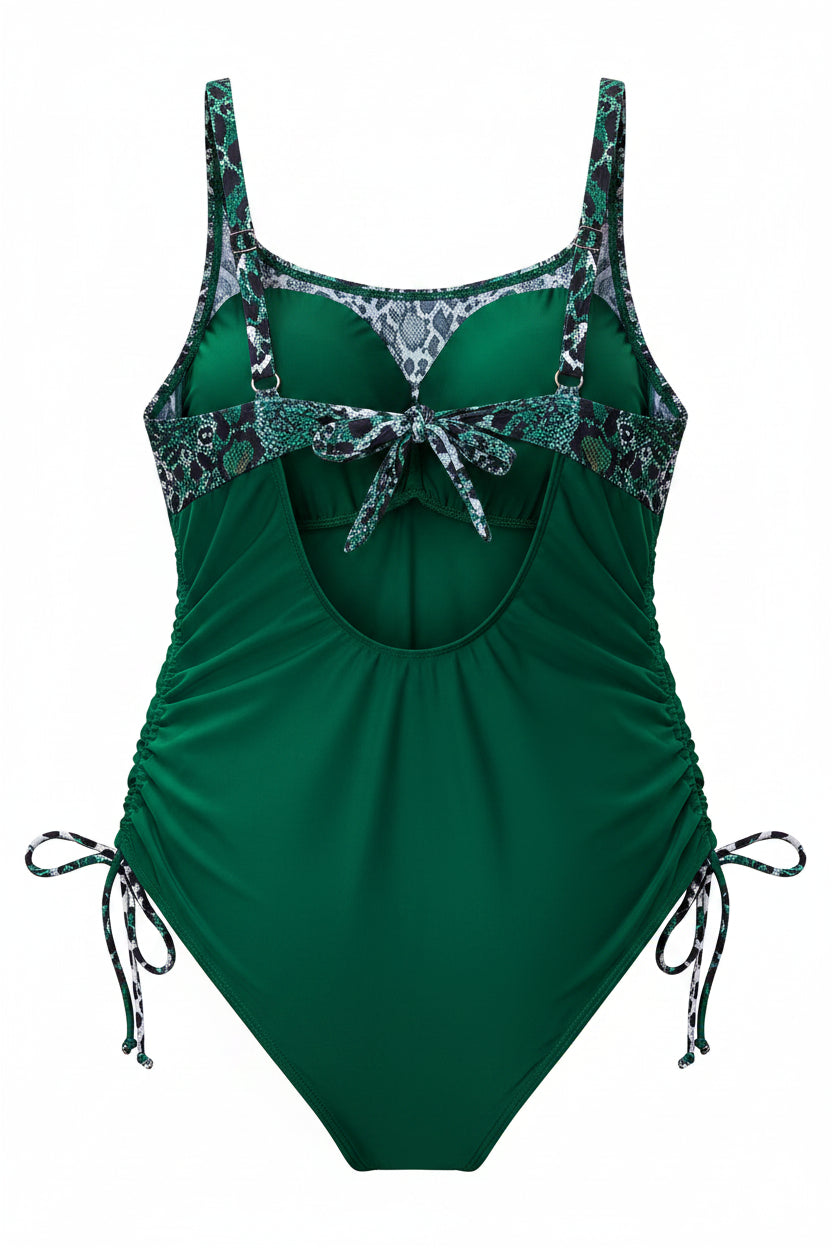 Leopard Print Plus Size One-Piece Swimsuit | V-Neck Swimwear for Women