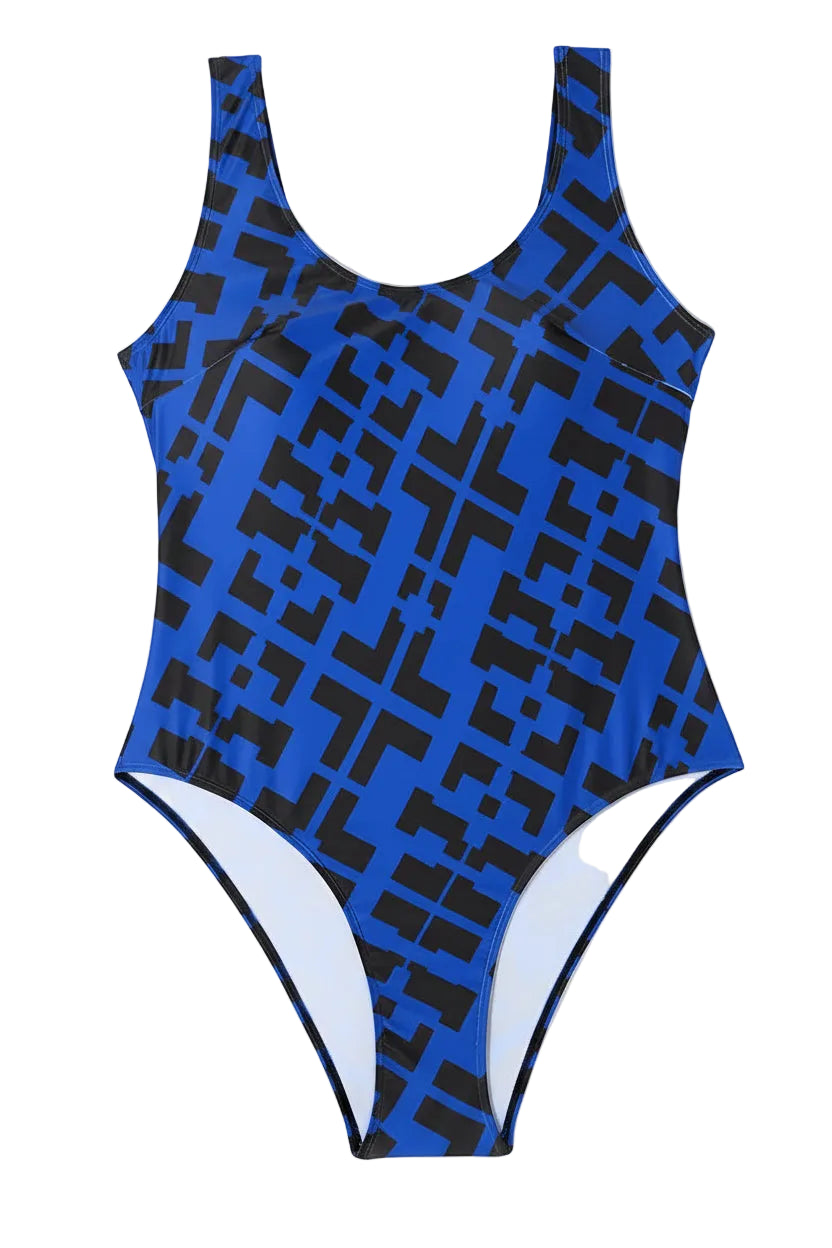 Backless Printed Plus-Size One-Piece Swimsuit