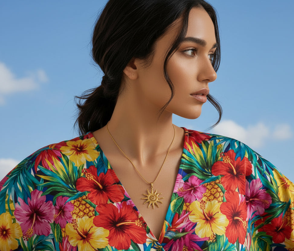 Spiral Sun Pendant Necklace