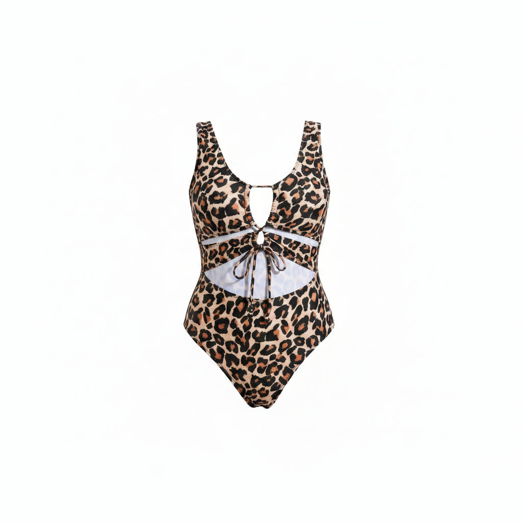 Leopard Print Plus-Size Monokini One-Piece Swimsuit