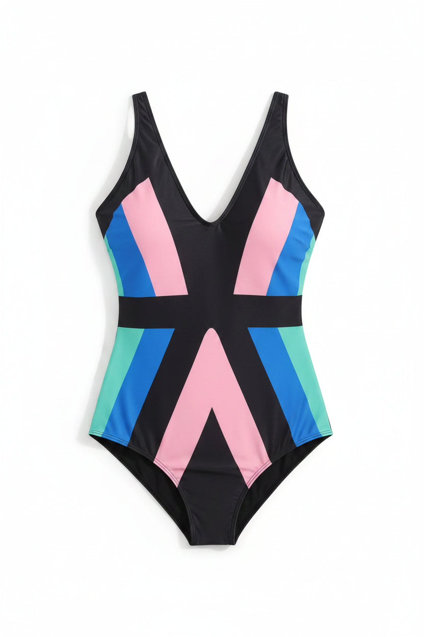 Azure Breeze Plus-Size One-Piece Swimsuit