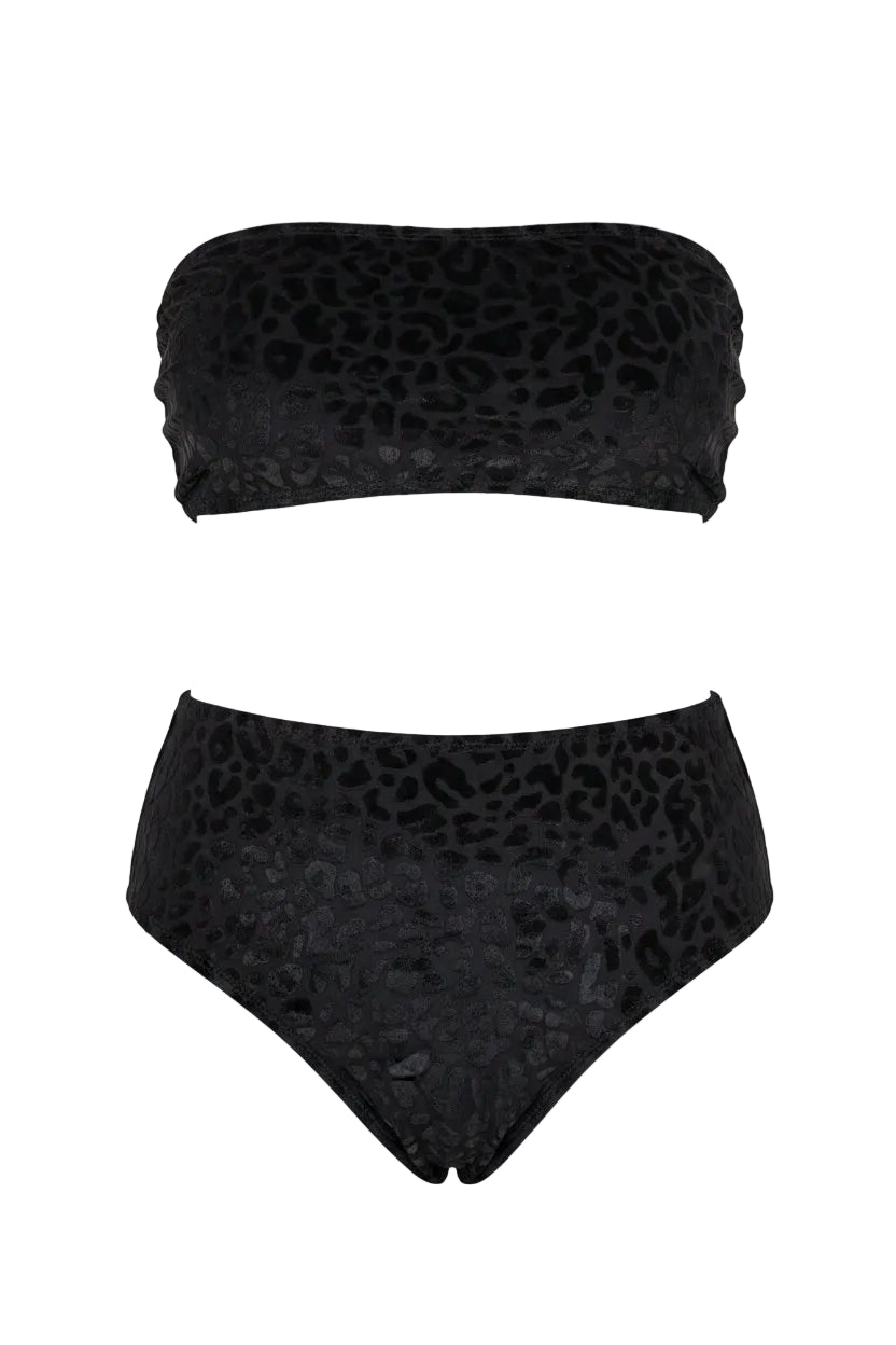 Leopard Print Bandeau Bikini Set | Plus Size Women's Swimwear