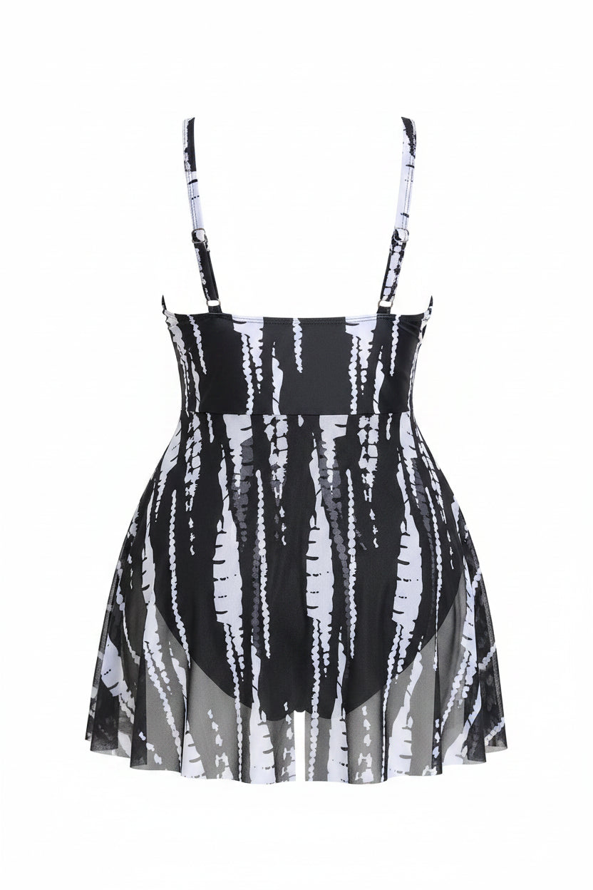 Azure Tropical Strappy Print One-Piece Swimsuit — Plus Size