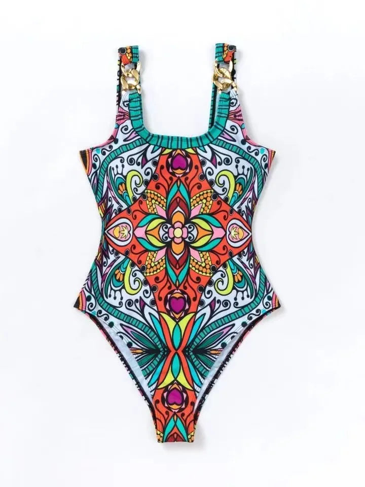 Retro Floral One-Piece Swimsuit | Push-Up Support