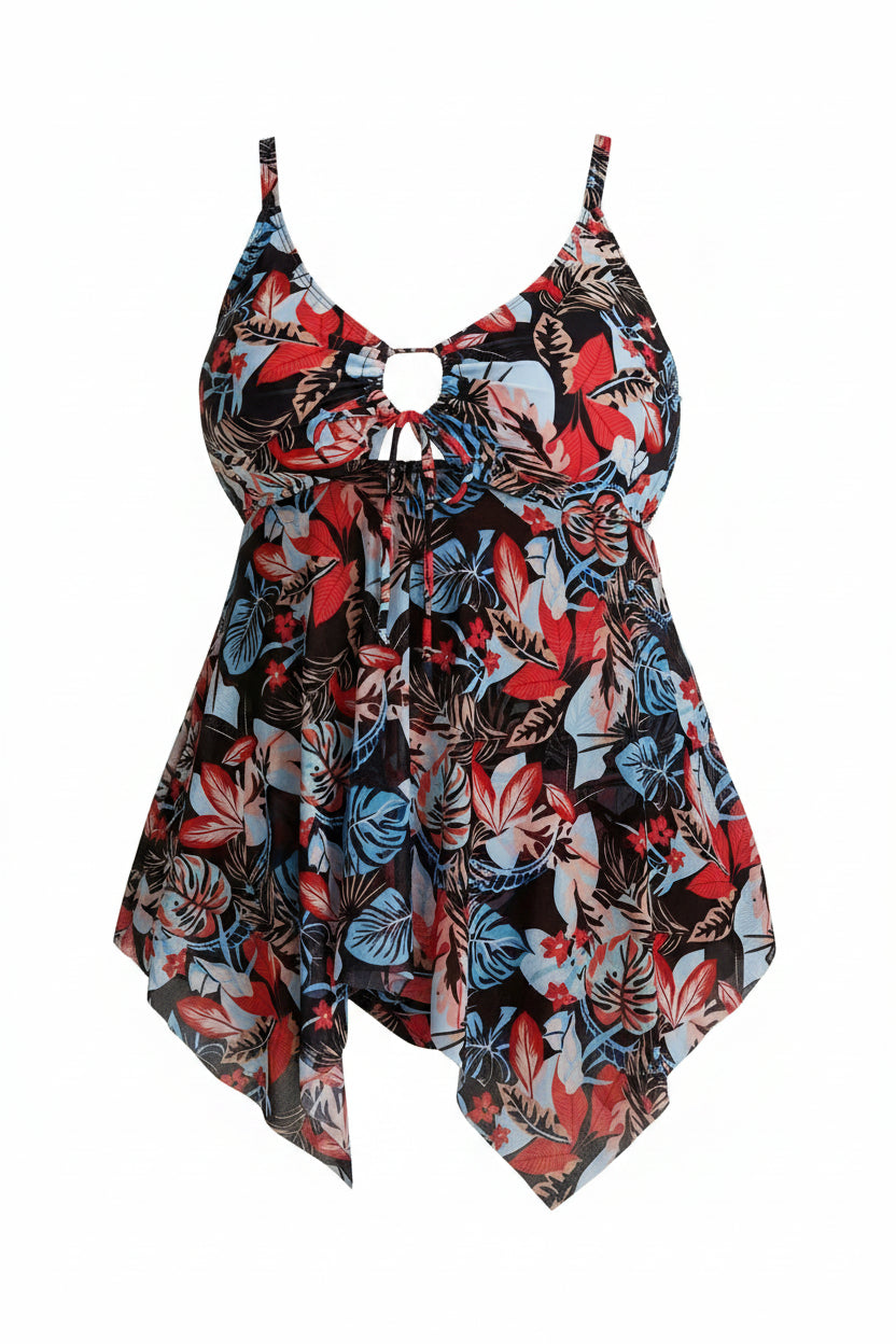 Tropical Floral Two-Piece Swimsuit — Plus Size Bikini & Beach Cover-Up Set