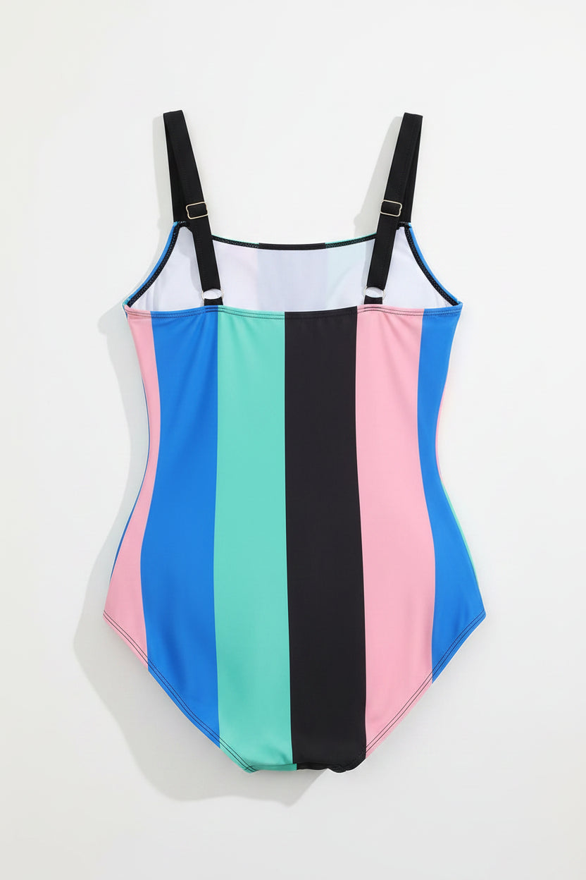 Azure Breeze Plus-Size One-Piece Swimsuit