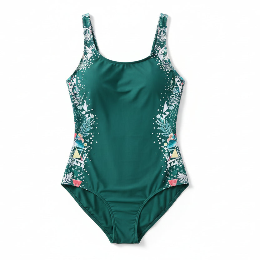 Azure Tropical One-Piece Swimsuit | Plus Size Curve-Flattering Bodysuit