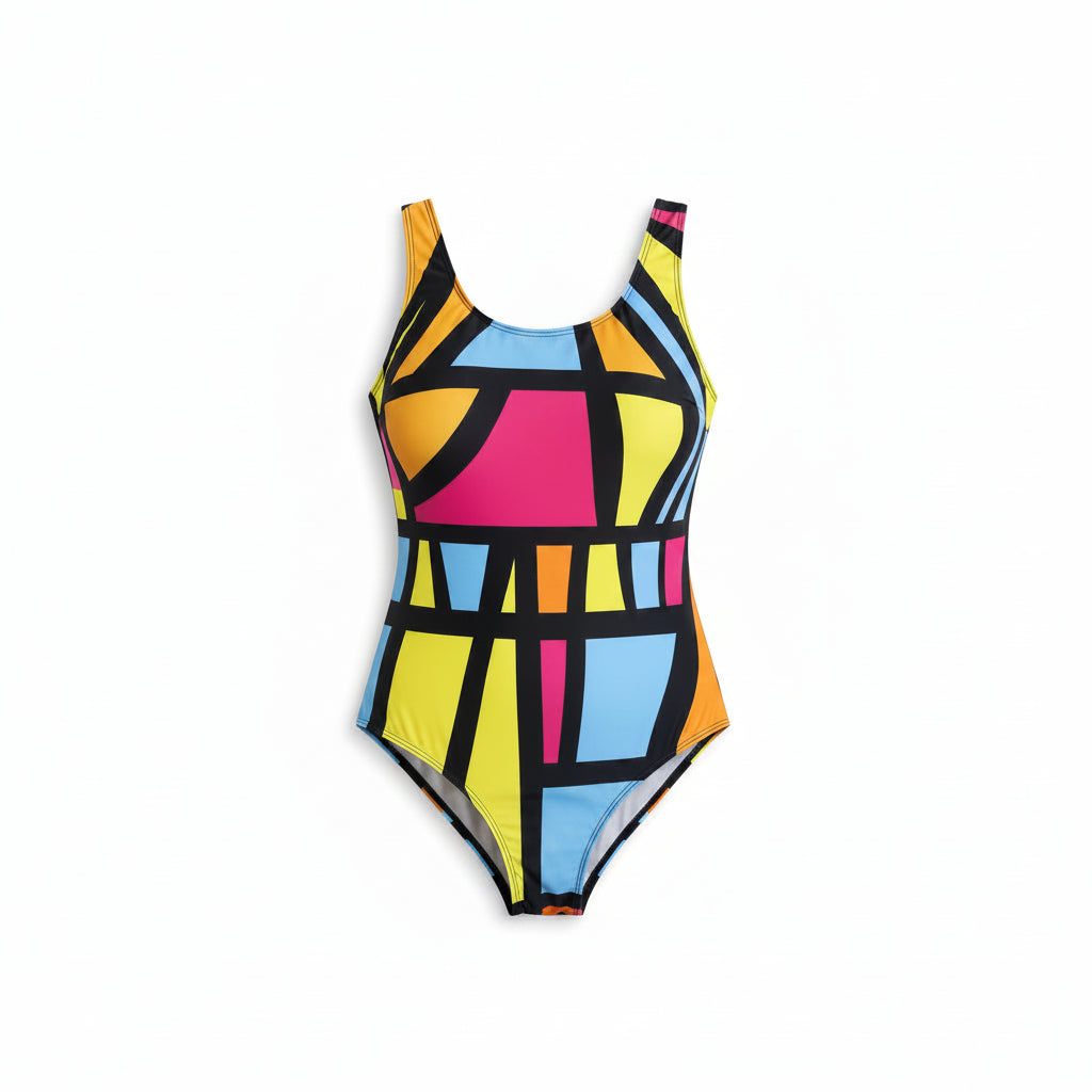 Geometric Print Plus-Size One-Piece Swimsuit