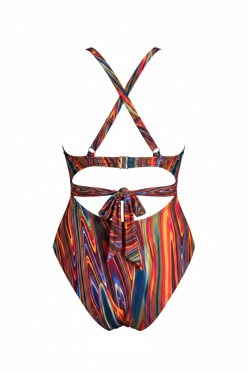 Tropical Print Plus Size Bikini Set | Push-Up Underwire Top & High-Waist Boy Shorts