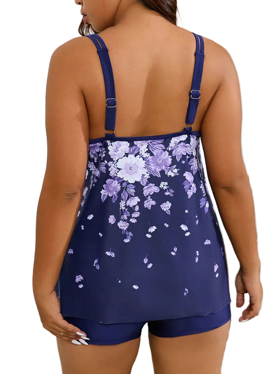 Floral Tankini Two-Piece Swimsuit — Plus Size