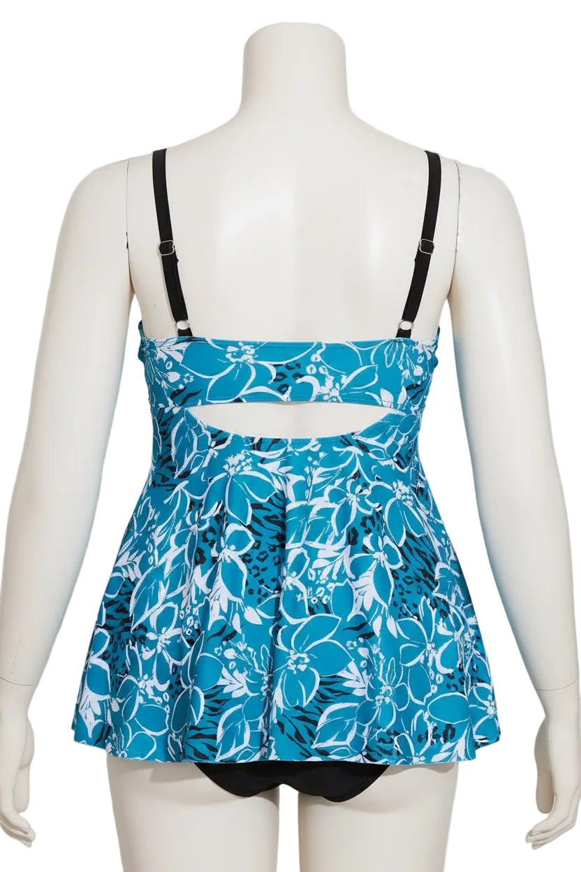 Azure Bloom Tankini Set — Plus Size Floral Two-Piece Swimsuit