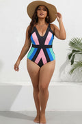 Azure Breeze Plus-Size One-Piece Swimsuit