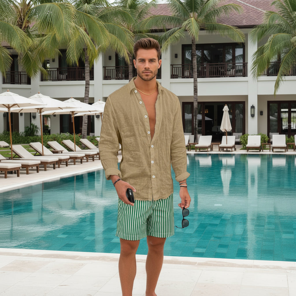 Coastal Linen Shirt - Men's Long Sleeve Button-Up