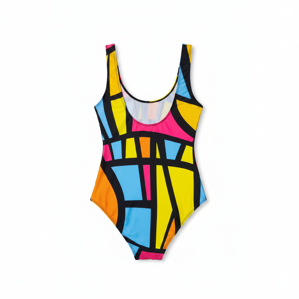 Geometric Print Plus-Size One-Piece Swimsuit