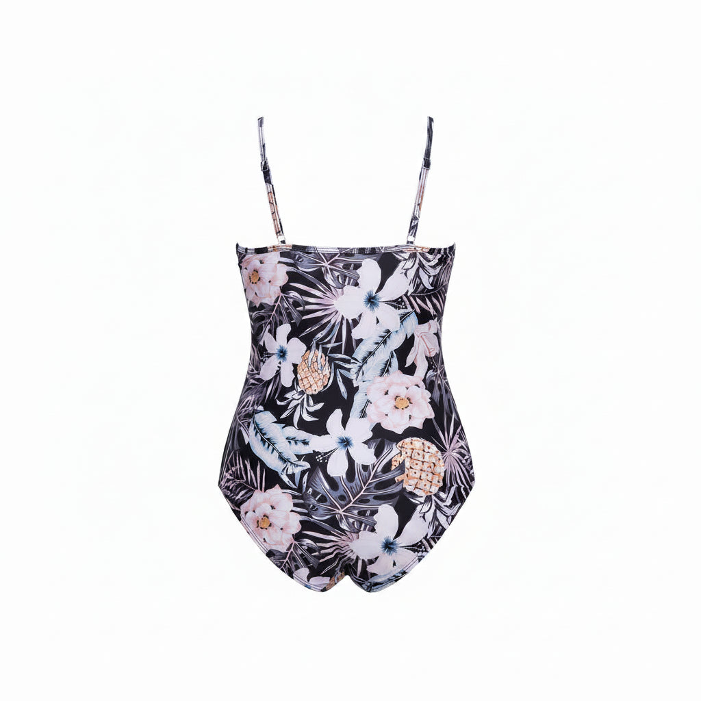 Azure Floral Ruffle One-Piece Swimsuit — Plus Size