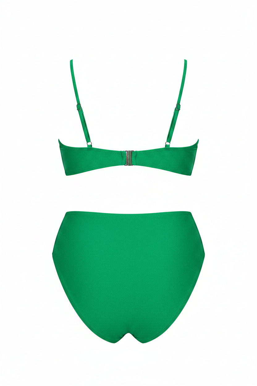 Plus Size Triangle Bikini Set | High-Waist Green Swimsuit for Women