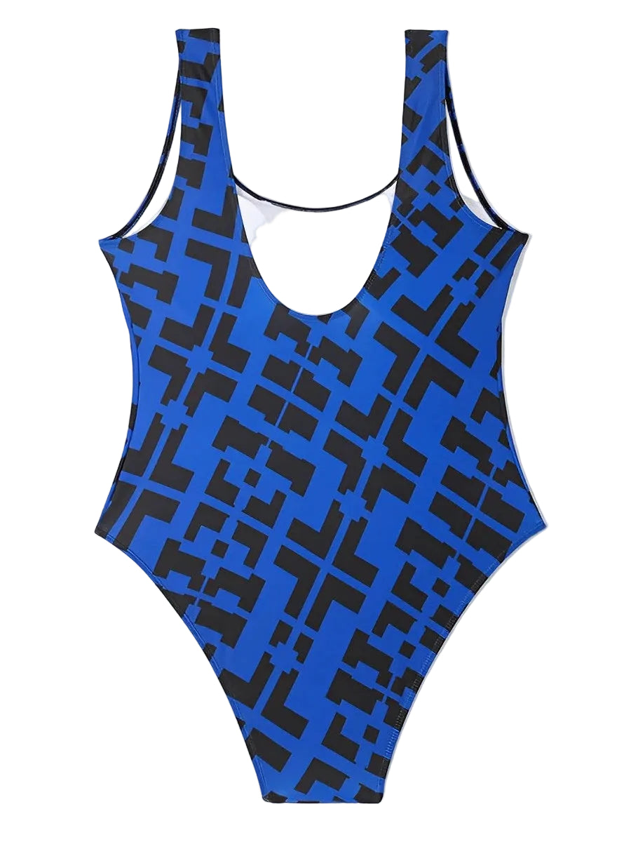 Backless Printed Plus-Size One-Piece Swimsuit