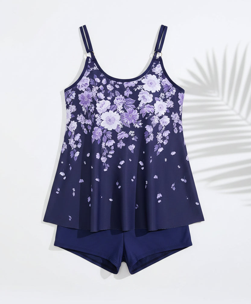 Floral Tankini Two-Piece Swimsuit — Plus Size