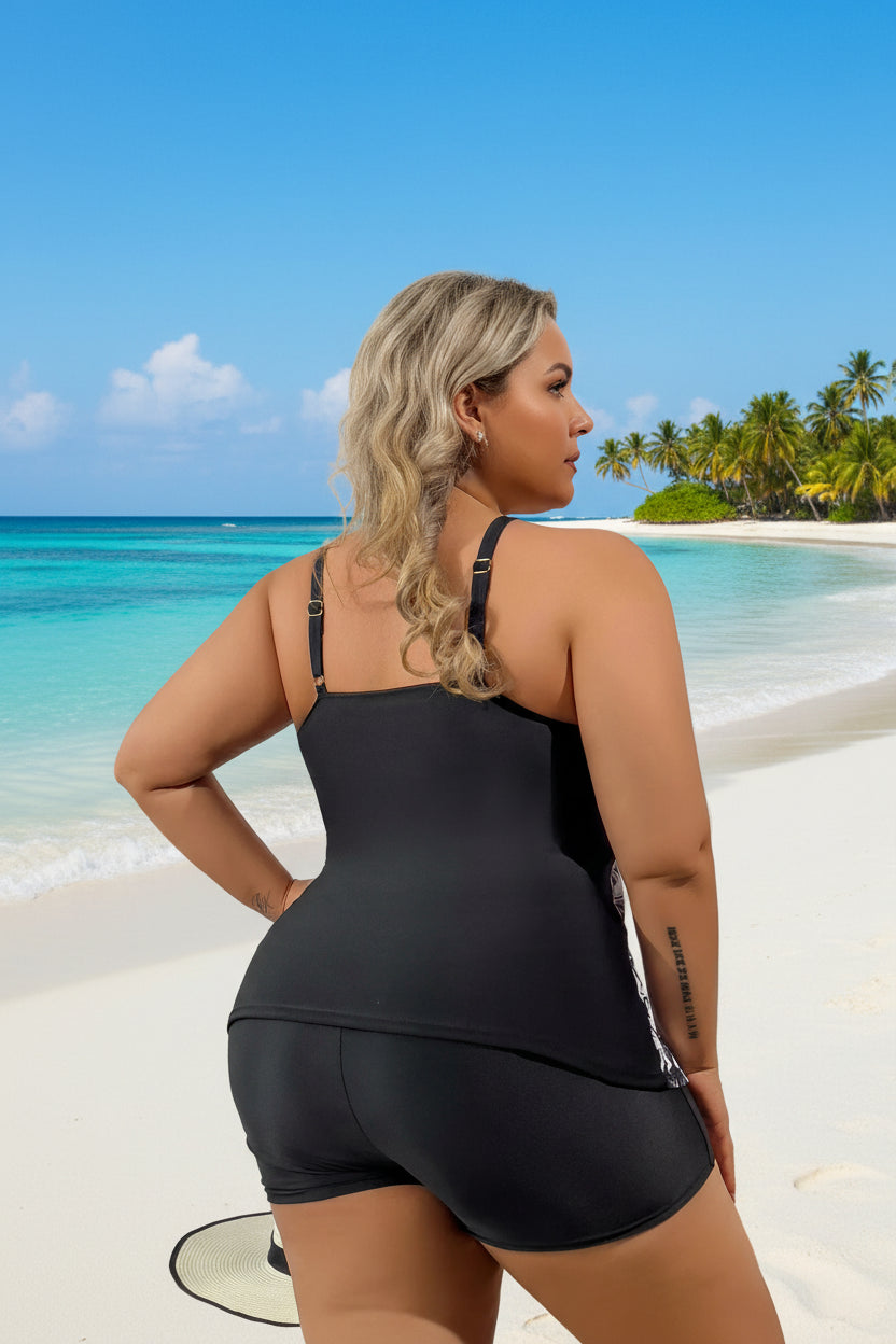 Women's Plus Size Floral Tankini Set — Two-Piece Swimsuit (1XL–5XL)