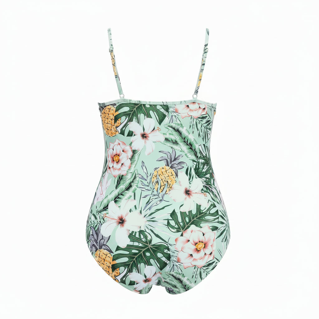 Azure Floral Ruffle One-Piece Swimsuit — Plus Size