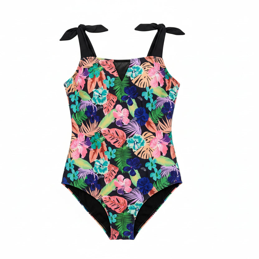Floral Strappy One-Piece Swimsuit – Plus Size