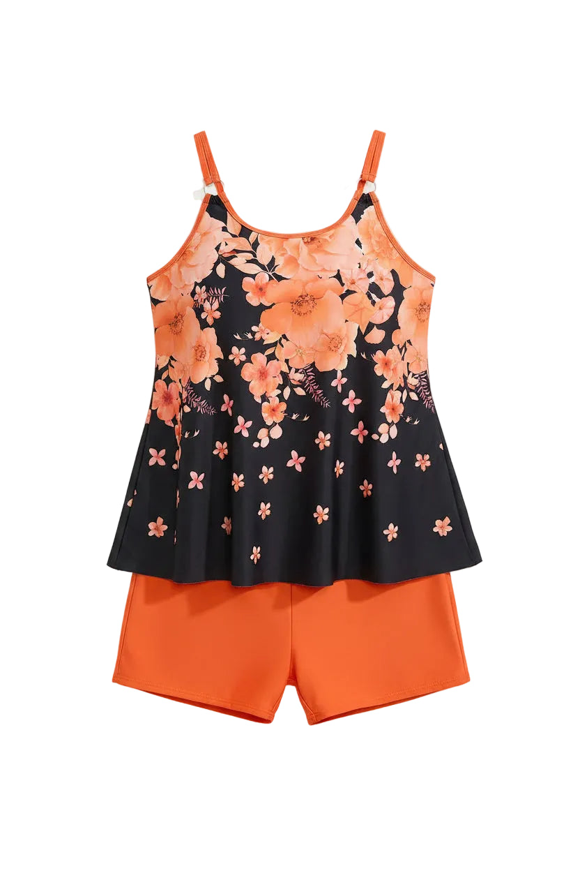 Floral Tankini Two-Piece Swimsuit — Plus Size