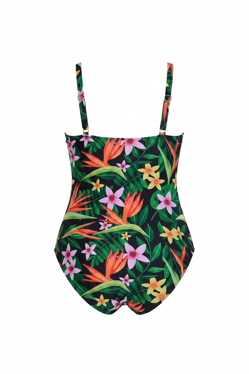 Tropical Floral One-Piece Swimsuit — Plus Size (0XL–4XL)