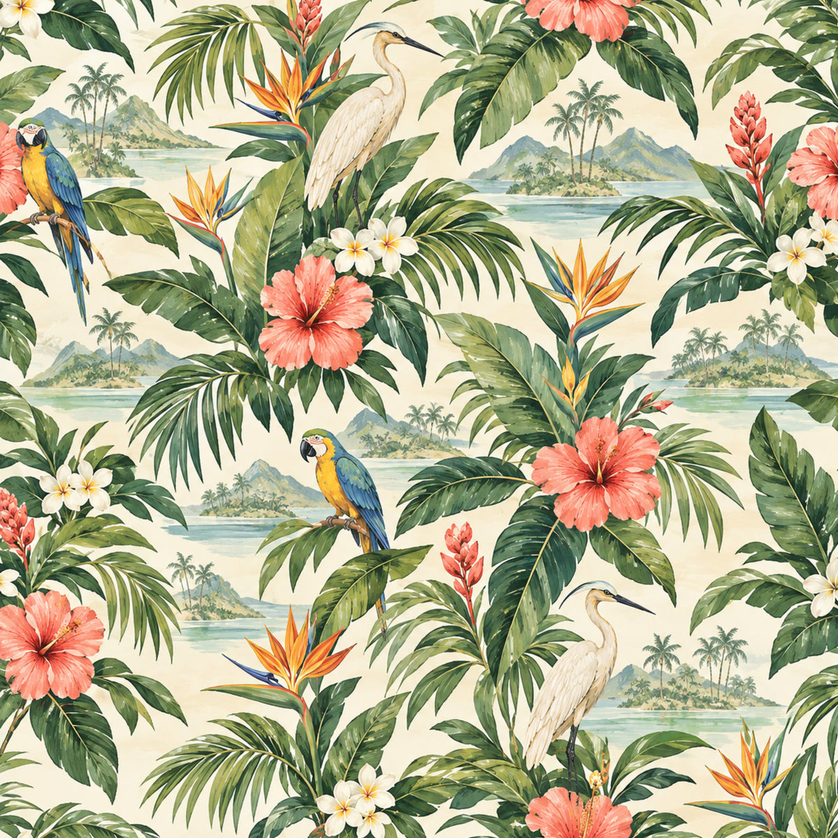 Island Vibes Tropical Peel-and-Stick Wallpaper | Custom Coastal Pattern