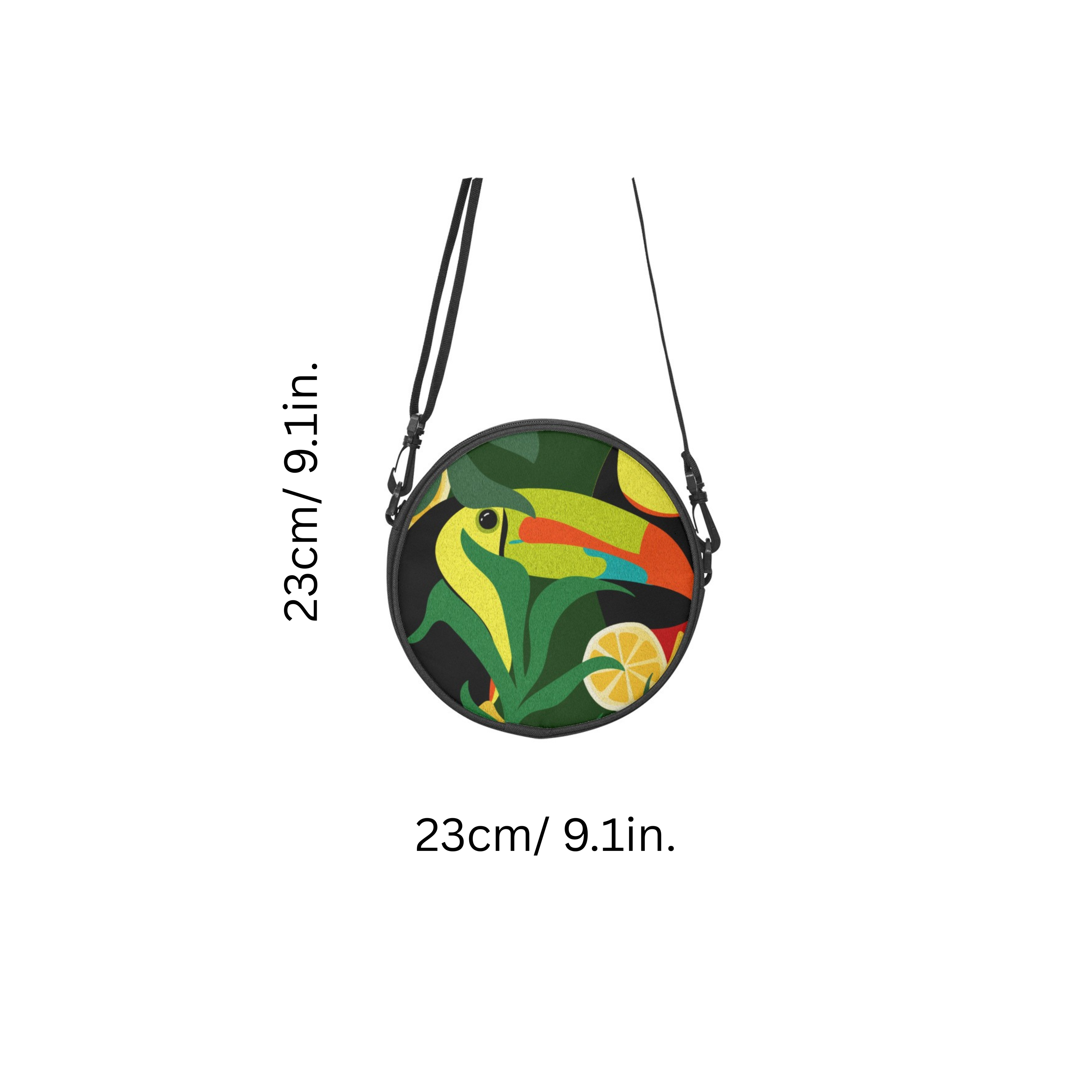 Vibrant Toucan Round Satchel Crossbody Bag – Tropical Jungle Print Purse