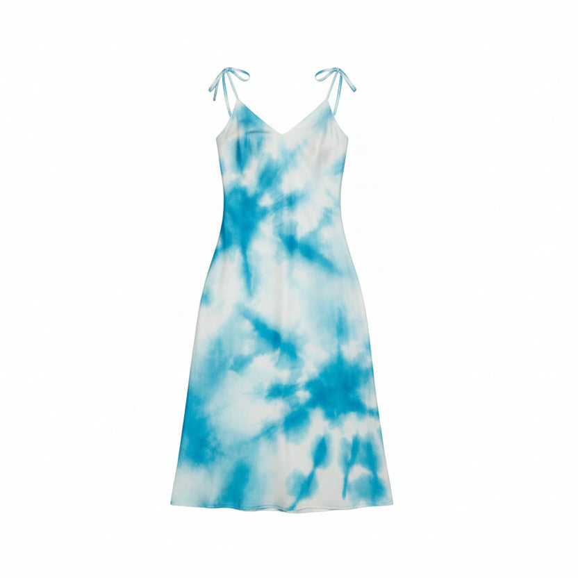 Azure Tie Dye Tie-strap Midi dress