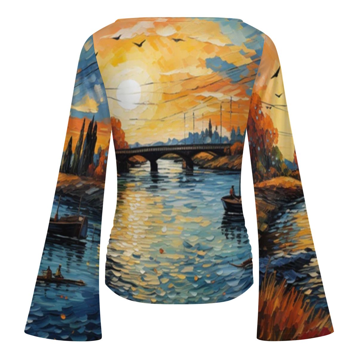 Van Gogh Impressionist Boat Neck Top | Art-Inspired Resort Wear
