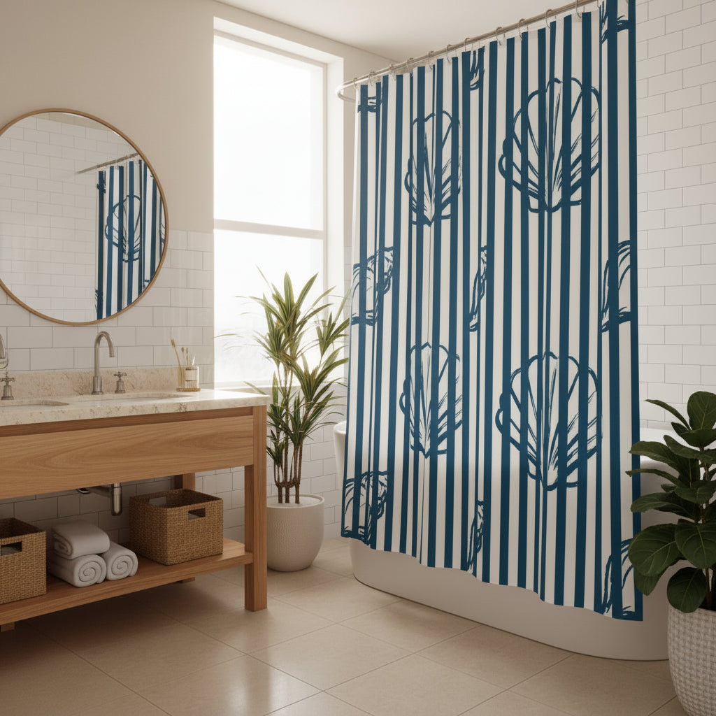 Coastal Tropics Shower Curtain – 72" × 72"