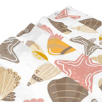 Retro Seashells Shower Curtain – Coastal Tropical Bathroom Décor