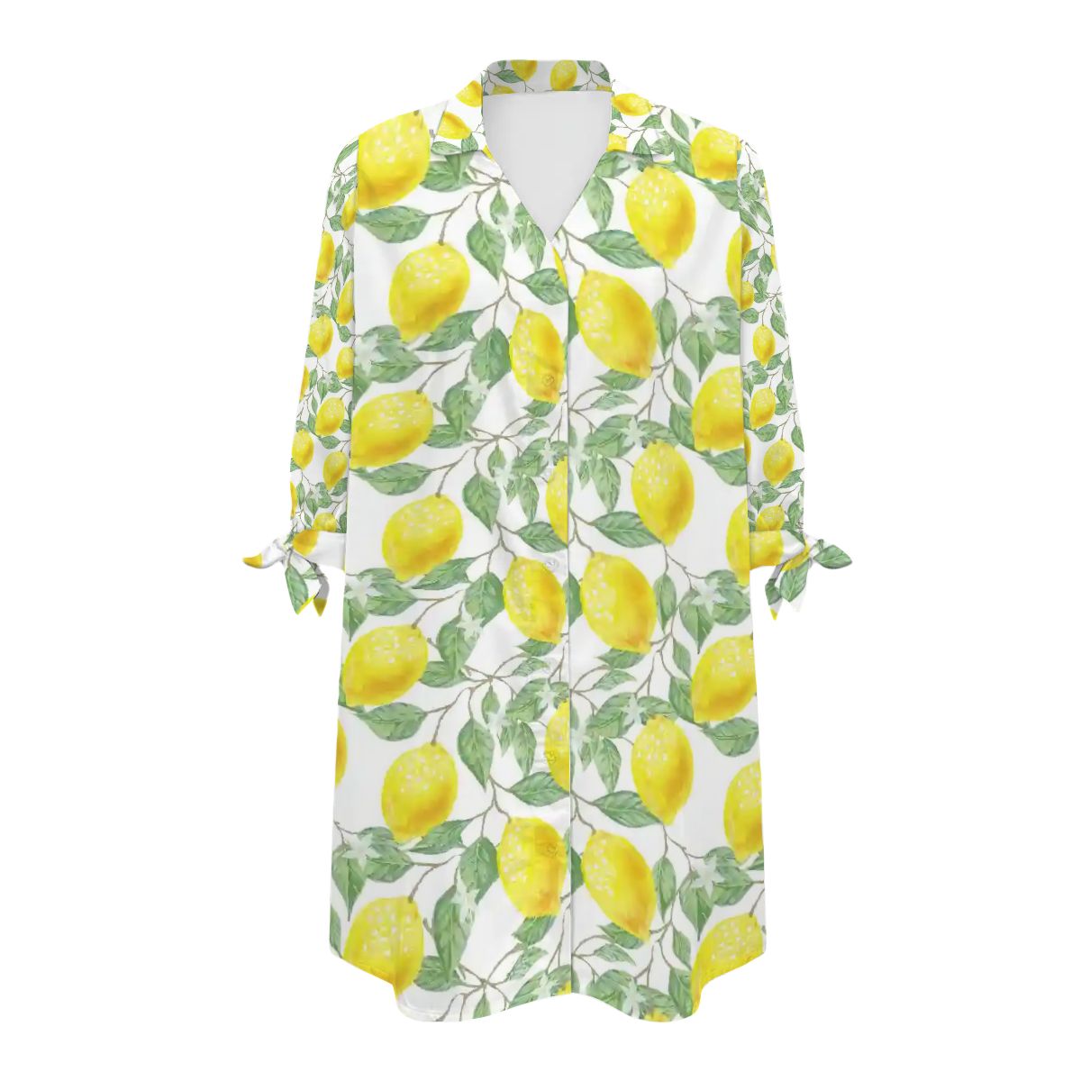 Tropical Lemons Cardigan Shirt Three-Quarter Sleeve