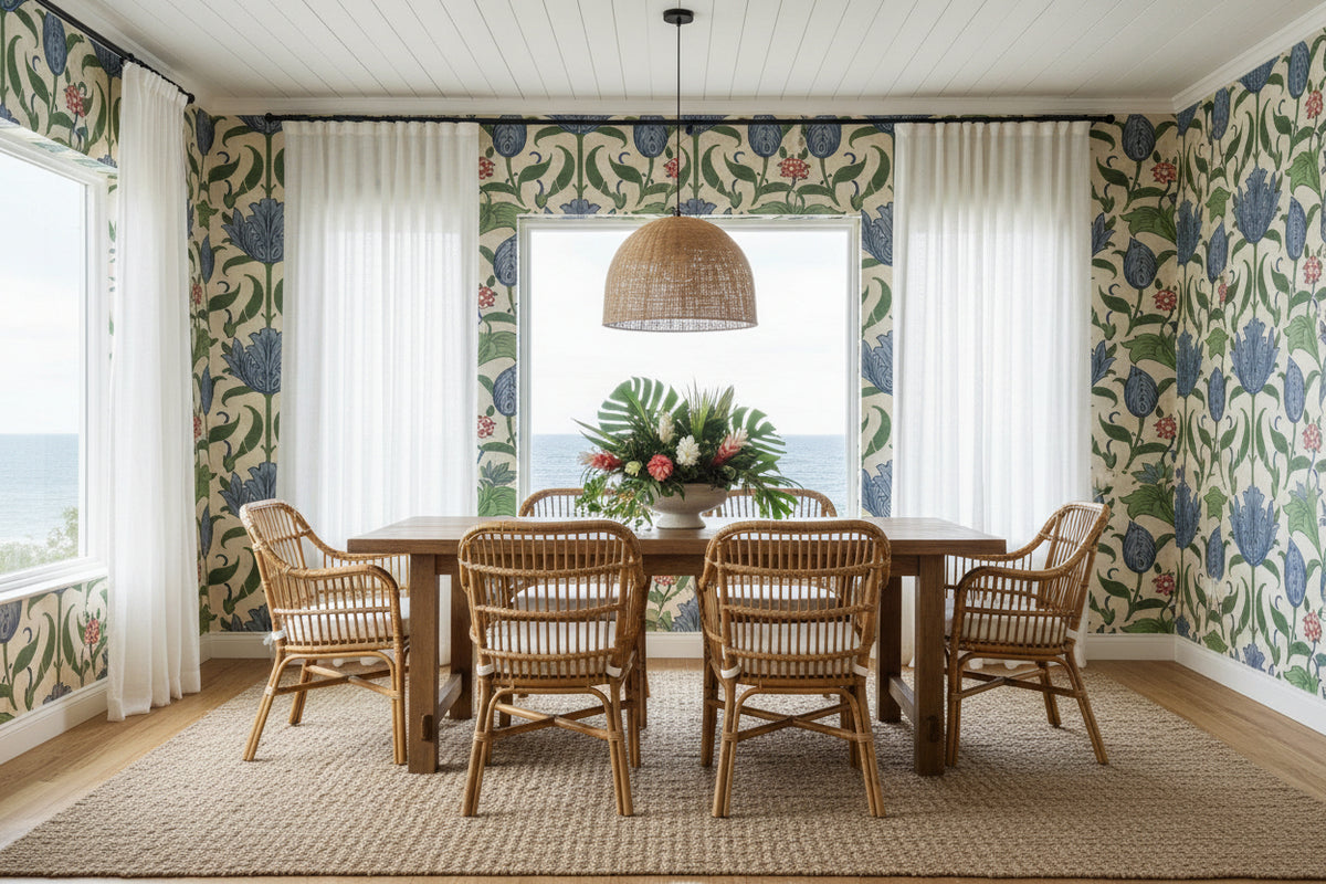 Coastal Botanical Peel-and-Stick Wallpaper | 60" x 50"