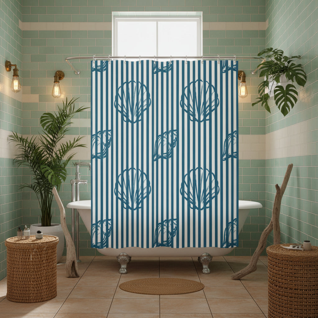 Coastal Tropics Shower Curtain – 72" × 72"