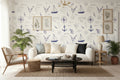 Nautical Blue & White Peel-and-Stick Wallpaper |Coastal Pattern