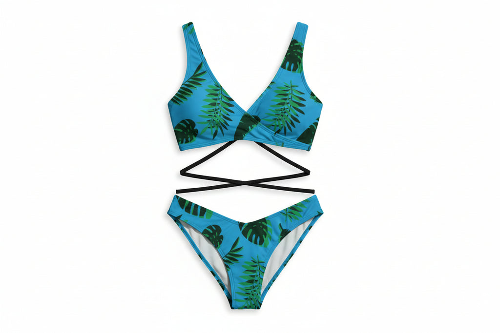 Azure Tropical Wrap Bikini Set 2-Piece Bikini