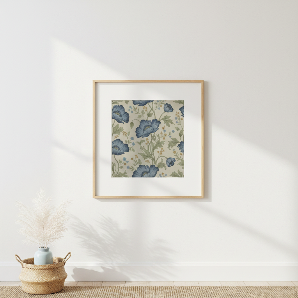 Midnight Poppy Art Print – Equal Mat Border Mockup