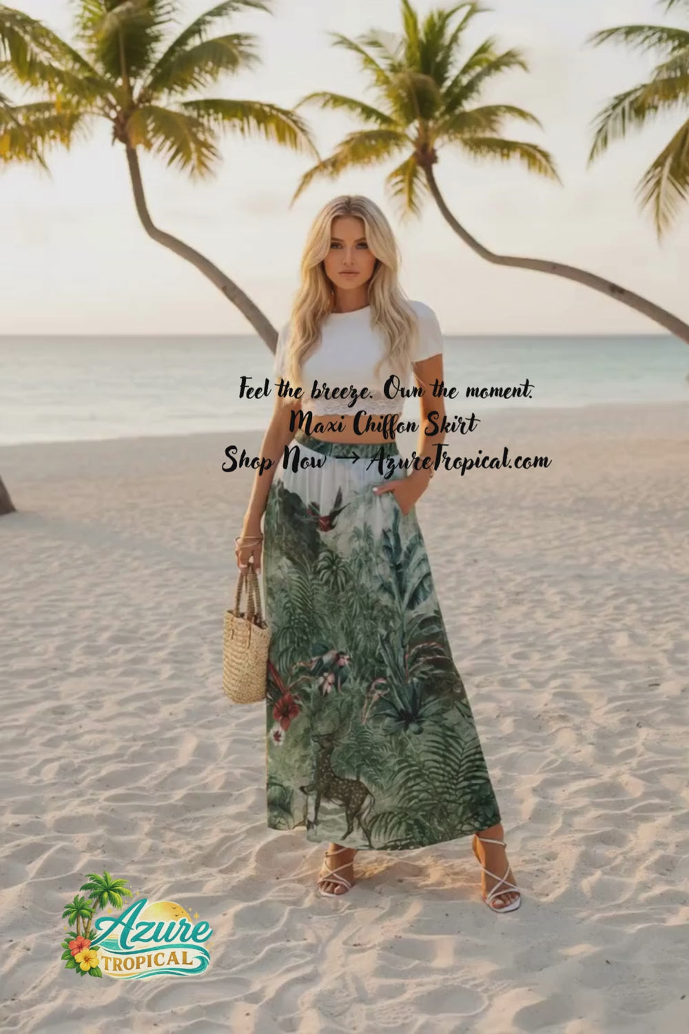 Island Drift Women's Printed Maxi Chiffon Skirt